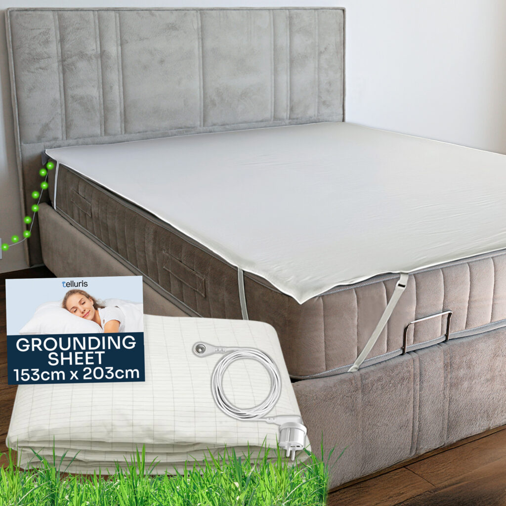 TELLURIS Grounding Sheet Aardingslaken, 153 x 203 cm, verbetert de slaap, eenvoudige verbinding met aardingsstekker, comfort en natuurlijk welzijn
